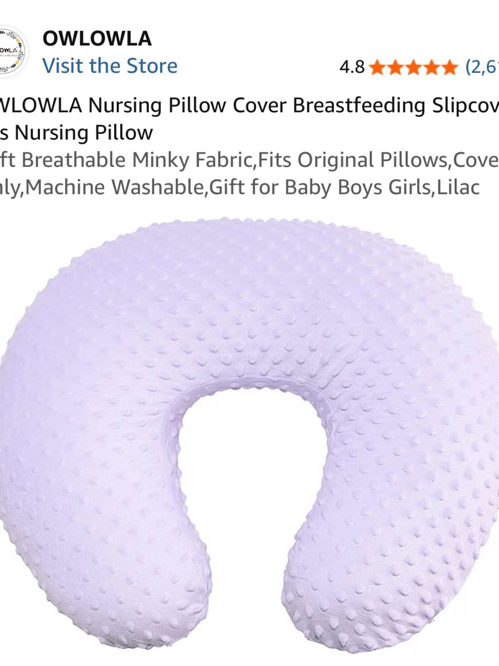 Amazon Lilac Minky Nursing Pillow Cover
